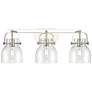 Pilaster II Bell 26.5"W 3 Light Polished Nickel Bath Light w/ Clear Sh