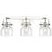 Pilaster II Bell 26.5"W 3 Light Polished Nickel Bath Light w/ Clear Sh