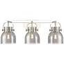 Pilaster II Bell 26.5"W 3 Light Polished Nickel Bath Light w/ Smoke Sh
