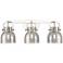 Pilaster II Bell 26.5"W 3 Light Polished Nickel Bath Light w/ Smoke Sh