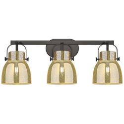 Pilaster II Bell 26.5"W 3 Light Black Bath Light w/ Mercury Shade