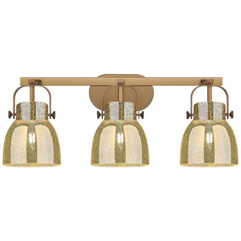 Image 1 Pilaster II Bell 26.5"W 3 Light Brass Bath Light w/ Mercury Shade