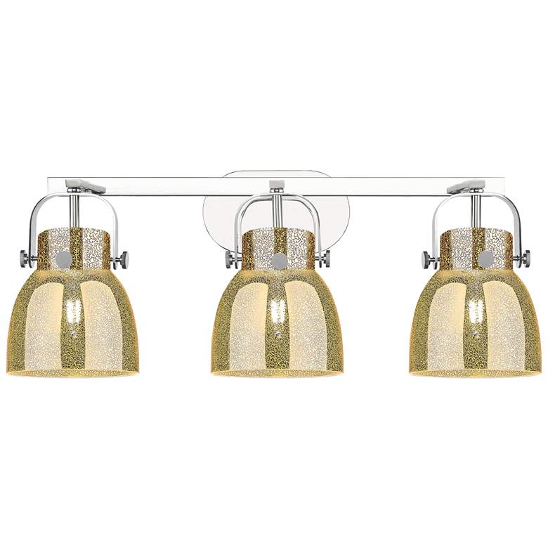 Image 1 Pilaster II Bell 26.5"W 3 Light Chrome Bath Light w/ Mercury Shade