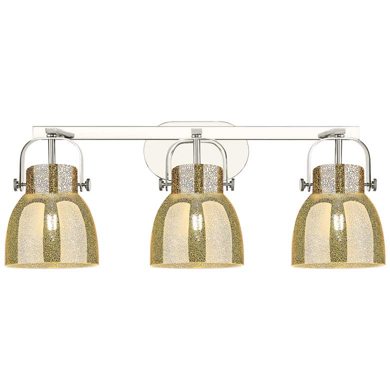 Image 1 Pilaster II Bell 26.5"W 3 Light Nickel Bath Light w/ Mercury Shade
