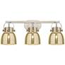 Pilaster II Bell 26.5"W 3 Light Satin Bath Light w/ Mercury Shade