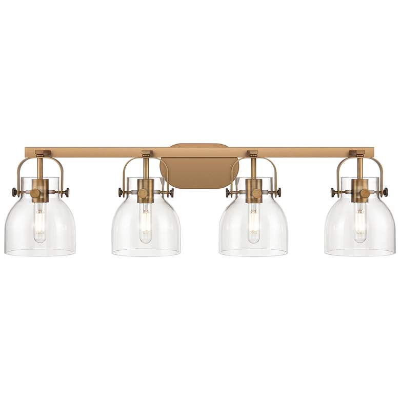 Image 1 Pilaster II Bell 36.5" Wide 4 Light Brushed Brass Bath Light w/ Clear