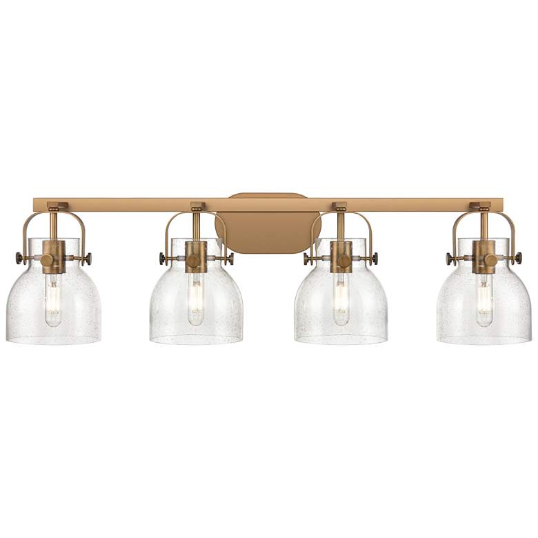 Image 1 Pilaster II Bell 36.5" Wide 4 Light Brushed Brass Bath Light w/ Seedy