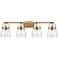 Pilaster II Bell 36.5" Wide 4 Light Brushed Brass Bath Light w/ Seedy