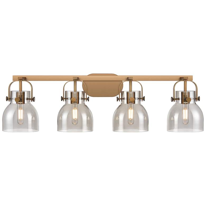 Image 1 Pilaster II Bell 36.5" Wide 4 Light Brushed Brass Bath Light w/ Smoke
