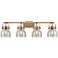 Pilaster II Bell 36.5" Wide 4 Light Brushed Brass Bath Light w/ Smoke