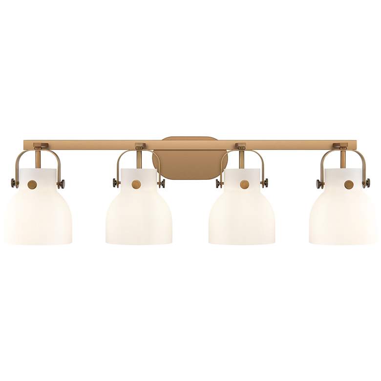 Image 1 Pilaster II Bell 36.5" Wide 4 Light Brushed Brass Bath Light w/ White