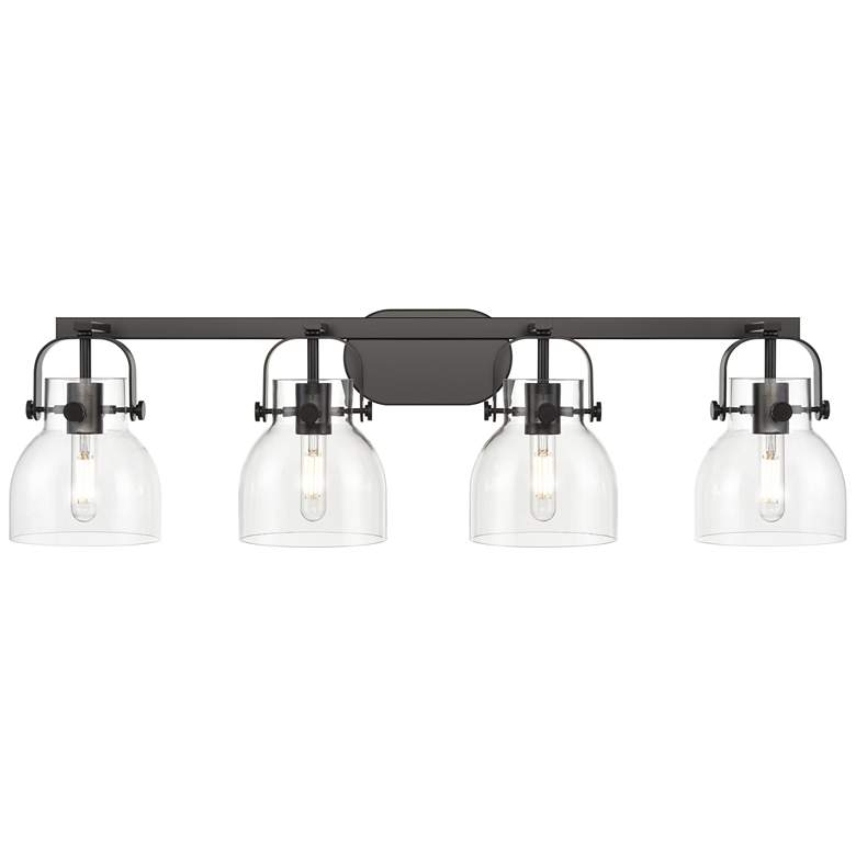 Image 1 Pilaster II Bell 36.5" Wide 4 Light Matte Black Bath Light With Clear