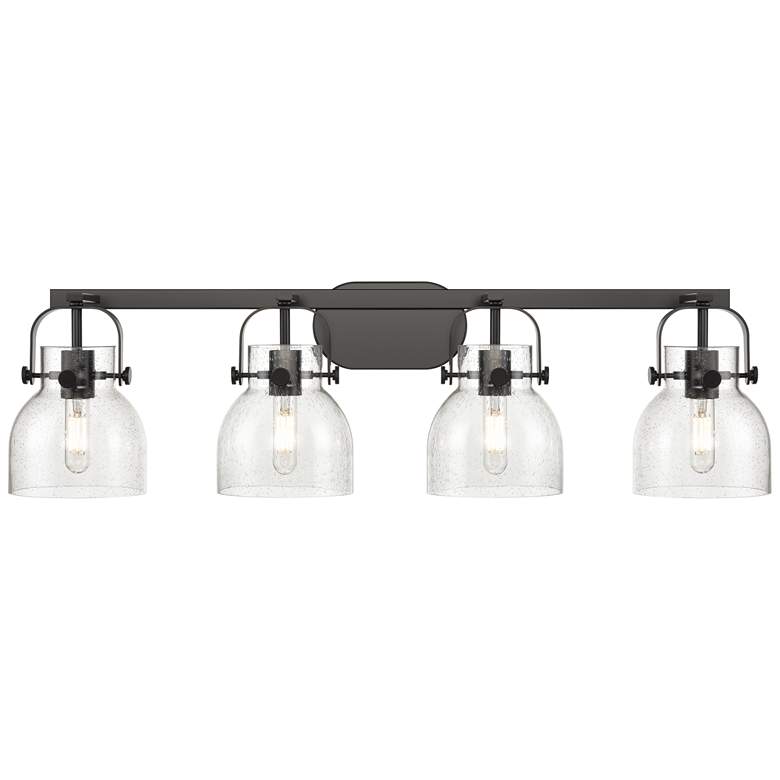 Image 1 Pilaster II Bell 36.5" Wide 4 Light Matte Black Bath Light With Seedy