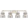 1_Pilaster II Bell 36.5" Wide 4 Light Satin Nickel Bath Light w/ Smoke S