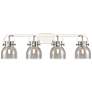 Pilaster II Bell 36.5"W 4 Light Polished Nickel Bath Light w/ Smoke Sh