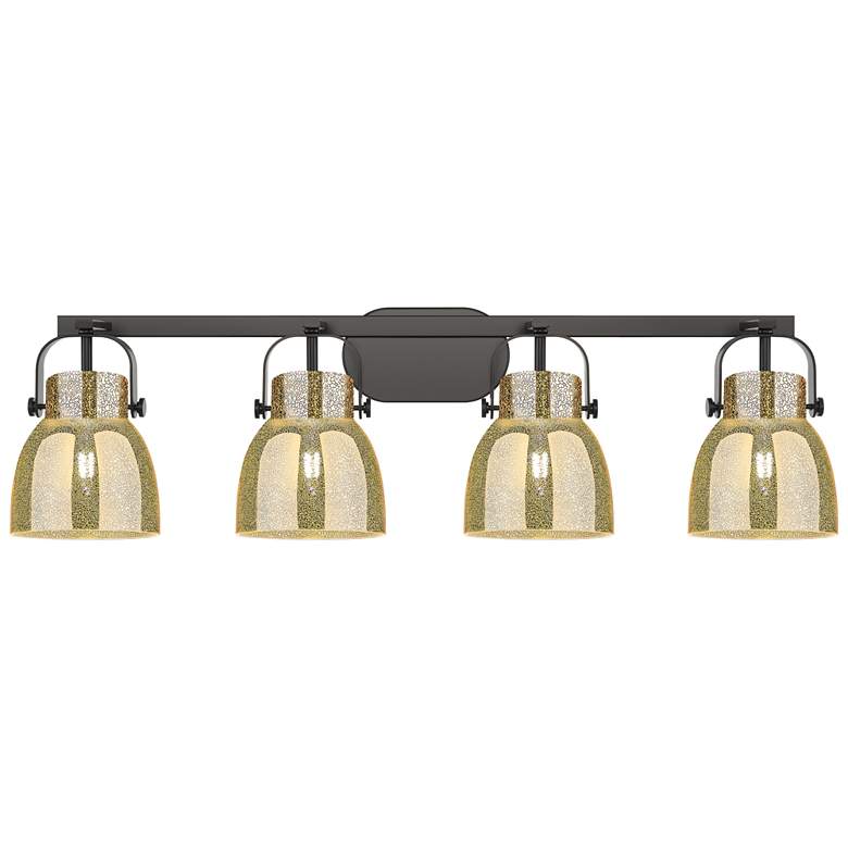 Image 1 Pilaster II Bell 36.5"W 4 Light Black Bath Light w/ Mercury Shade