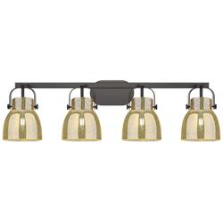 Pilaster II Bell 36.5"W 4 Light Black Bath Light w/ Mercury Shade