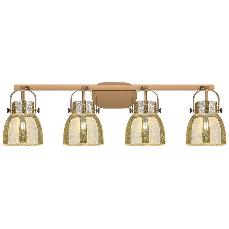 Image 1 Pilaster II Bell 36.5"W 4 Light Brass Bath Light w/ Mercury Shade