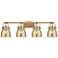 Pilaster II Bell 36.5"W 4 Light Brass Bath Light w/ Mercury Shade