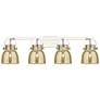 Pilaster II Bell 36.5"W 4 Light Nickel Bath Light w/ Mercury Shade