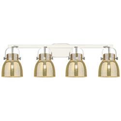 Pilaster II Bell 36.5"W 4 Light Nickel Bath Light w/ Mercury Shade