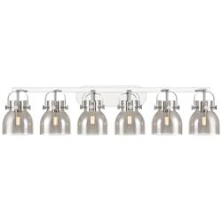 Pilaster II Bell 45.5" Wide 6 Light Chrome Bath Light w/ Smoke Shade