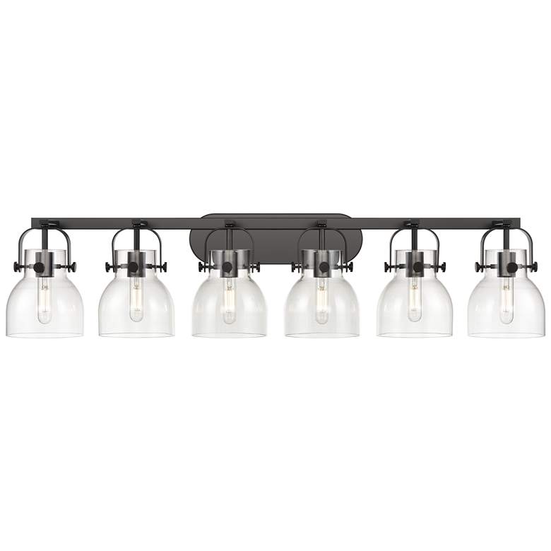 Image 1 Pilaster II Bell 45.5 inch Wide 6 Light Matte Black Bath Light With Clear 