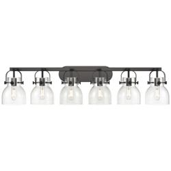 Pilaster II Bell 45.5" Wide 6 Light Matte Black Bath Light With Clear