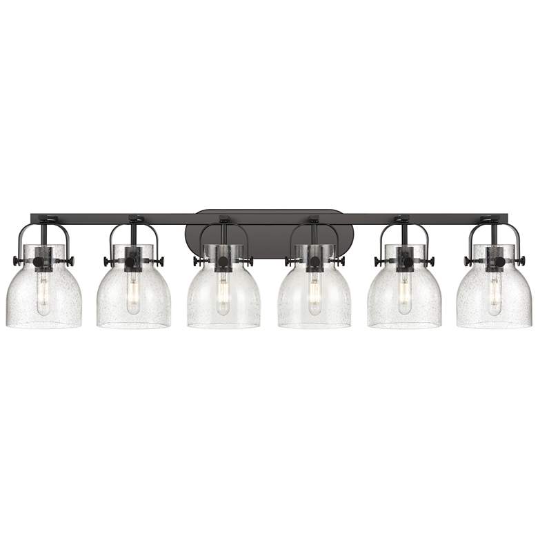 Image 1 Pilaster II Bell 45.5" Wide 6 Light Matte Black Bath Light With Seedy