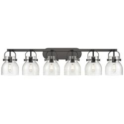 Pilaster II Bell 45.5" Wide 6 Light Matte Black Bath Light With Seedy