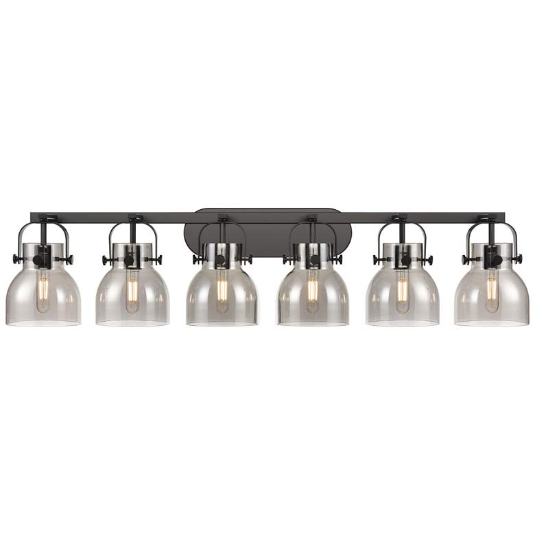 Image 1 Pilaster II Bell 45.5" Wide 6 Light Matte Black Bath Light With Smoke