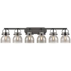 Pilaster II Bell 45.5" Wide 6 Light Matte Black Bath Light With Smoke