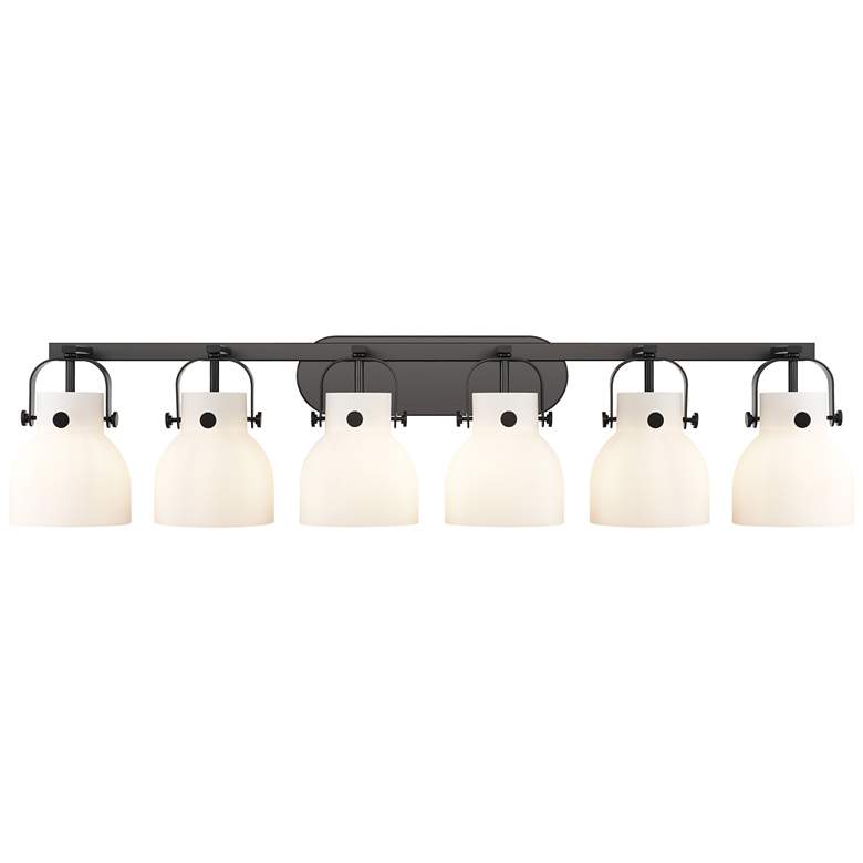 Image 1 Pilaster II Bell 45.5" Wide 6 Light Matte Black Bath Light With White