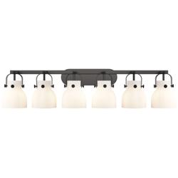 Pilaster II Bell 45.5" Wide 6 Light Matte Black Bath Light With White