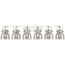 Pilaster II Bell 45.5"W 6 Light Polished Nickel Bath Light w/ Smoke Sh