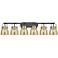 Pilaster II Bell 45.5"W 6 Light Black Bath Light w/ Mercury Shade