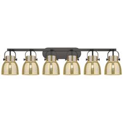 Pilaster II Bell 45.5"W 6 Light Black Bath Light w/ Mercury Shade