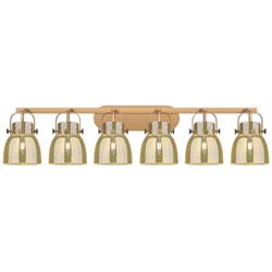 Pilaster II Bell 45.5"W 6 Light Brass Bath Light w/ Mercury Shade