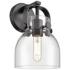 Pilaster II Bell 9.75" High Matte Black Sconce With Clear Shade