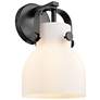 Pilaster II Bell 9.75" High Matte Black Sconce With Matte White Glass 