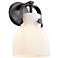 Pilaster II Bell 9.75" High Matte Black Sconce With Matte White Glass