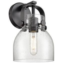 Pilaster II Bell 9.75" High Matte Black Sconce With Seedy Shade