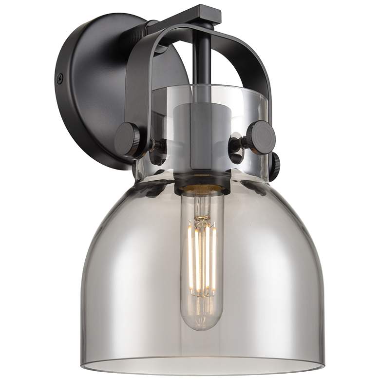 Image 1 Pilaster II Bell 9.75" High Matte Black Sconce With Smoke Shade