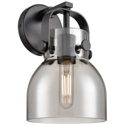 Pilaster II Bell 9.75" High Matte Black Sconce With Smoke Shade