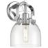 Pilaster II Bell 9.75" High Polished Chrome Sconce With Clear Shade
