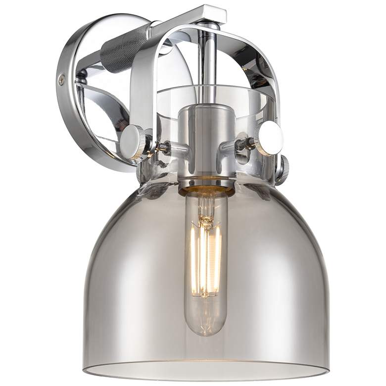 Image 1 Pilaster II Bell 9.75" High Polished Chrome Sconce With Smoke Shade