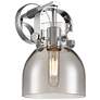 Pilaster II Bell 9.75" High Polished Chrome Sconce With Smoke Shade