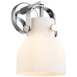 Pilaster II Bell 9.75&quot; High Polished Chrome Sconce With White Shade