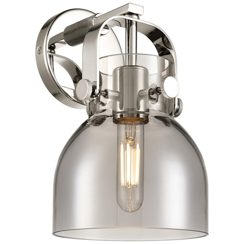 Image 1 Pilaster II Bell 9.75" High Polished Nickel Sconce With Plated Smoke S