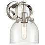 Pilaster II Bell 9.75" High Polished Nickel Sconce With Seedy Glass Sh